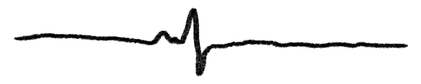 Eine Illustration von Frauke Engler: Eine Strichzeichnung eines sehr schwachen Herzschlages